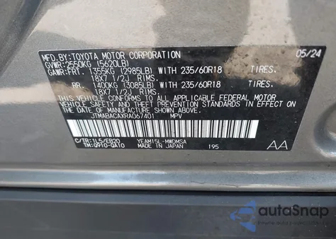 2024 Toyota Bz4X Xle из США, поврежденный, VIN JTMABACAXRA067401